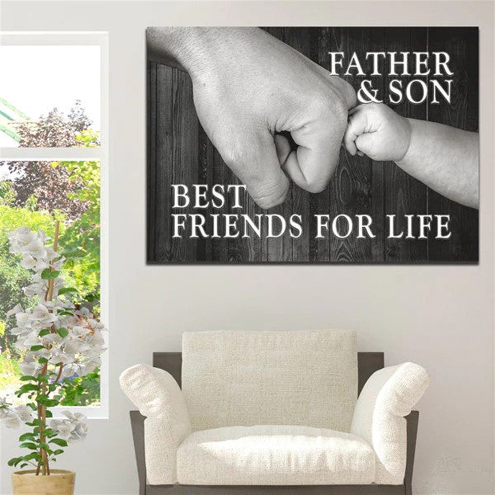 Personalized Father And Son Fathers Day Canvas Best Friends For Life Living Room Wall Art