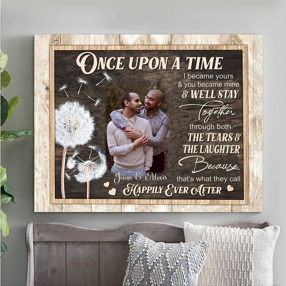 Personalized Gay Couple Photo Wall Art Canvas Custom Galentines Day Canvas