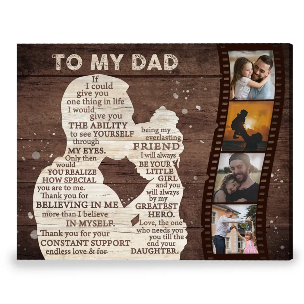 Personalized Gift To Father From Daughter Photo Gift Canvas Wall Art To My Dad Gift On Fathers Day