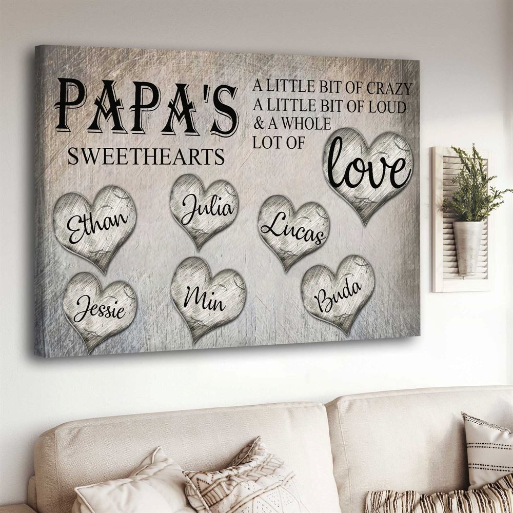 Personalized Grandpa Sweethearts Gift A Whole Lot Of Love Fathers Day Canvas For Papa