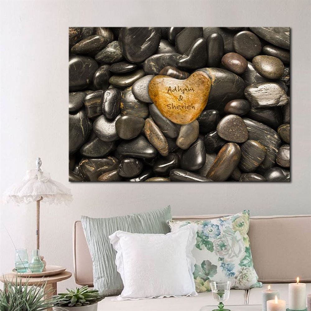 Personalized Heart Rock Canvas