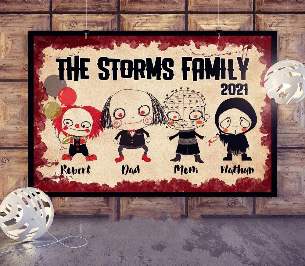 Personalized Horror Movie Family Canvasposter Custom Gift For Halloween