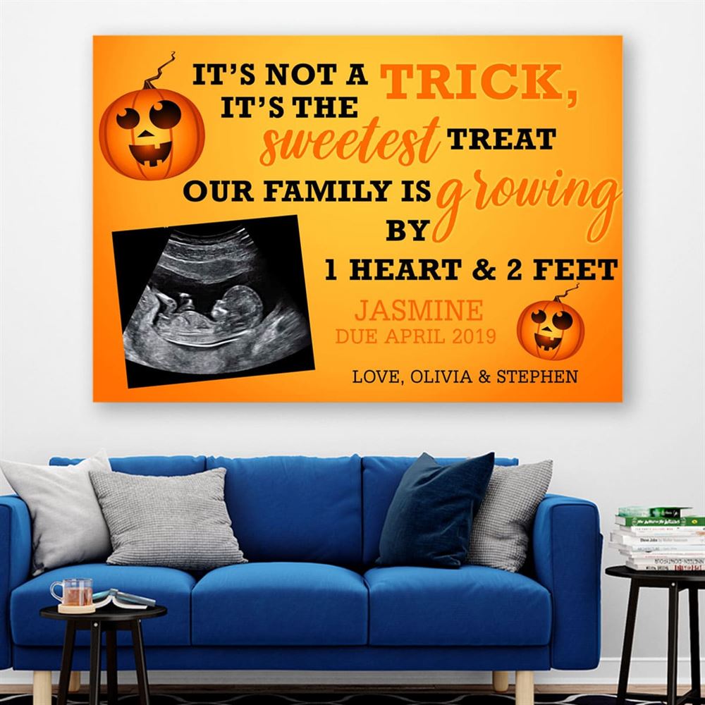 Personalized Its Not A Trick Canvasposter Custom Halloween Pregnancy Announcement Gift With Sonogram