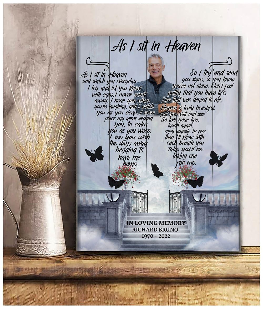 Personalized Memorial Gifts For Loss Of Husband Memorial Canvas Remembarance Gifts For Dad In Heaven