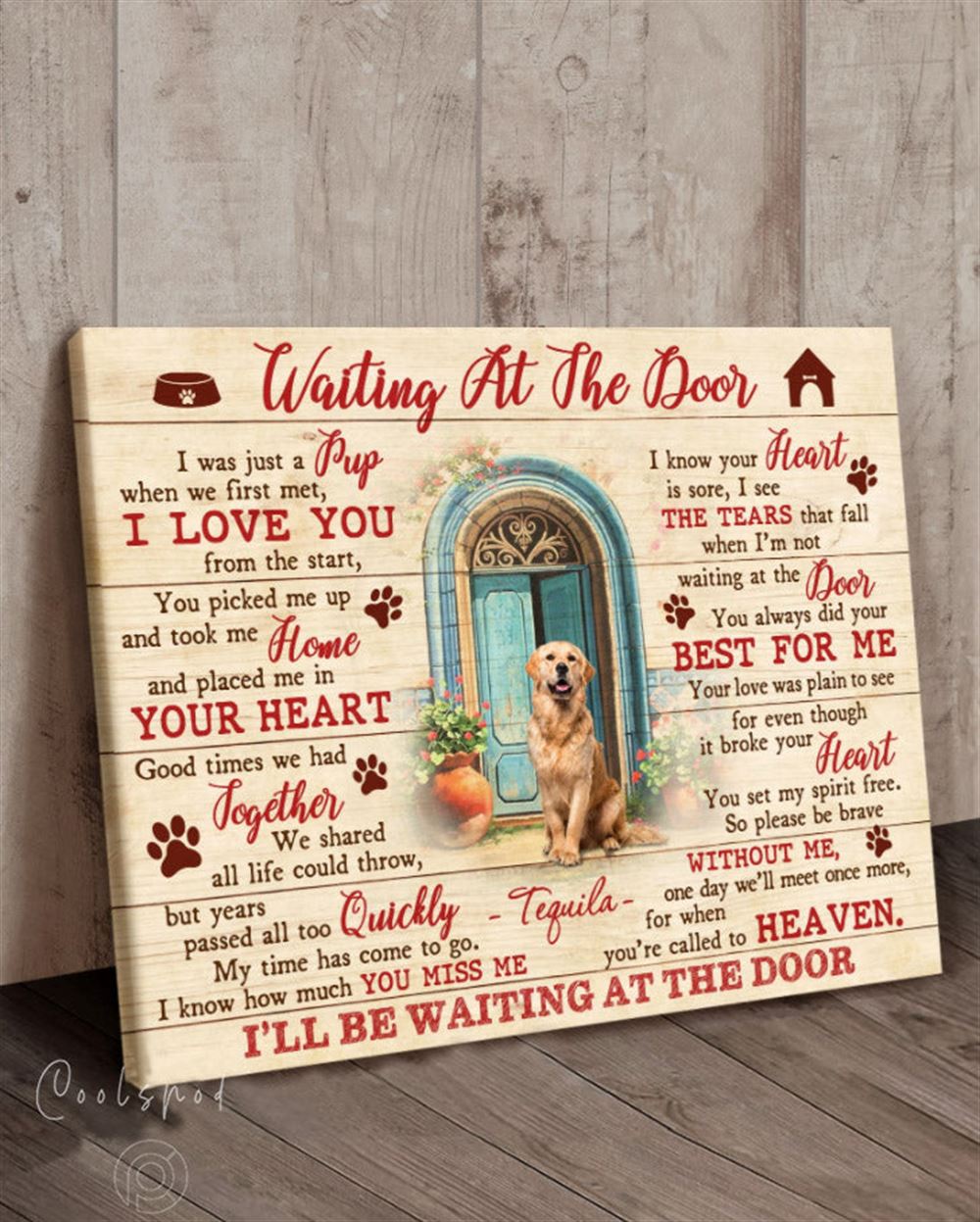 Personalized Memorial Pet Gift Wall Art Canvas Waiting At The Door Top 3 Home Decor V3