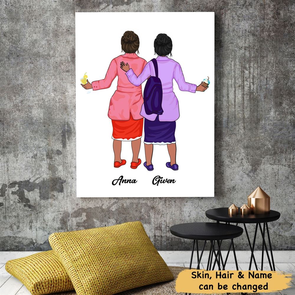 Personalized Old Women Matte Custom Canvas For Old Bestfriend Your Bff Soul Sister Poster