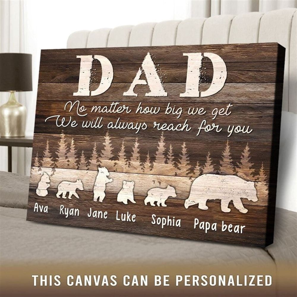 Personalized Papa Bear Canvas Wall Art Fathers Day Gifts Canvas For Dad Fathers Day Canvas