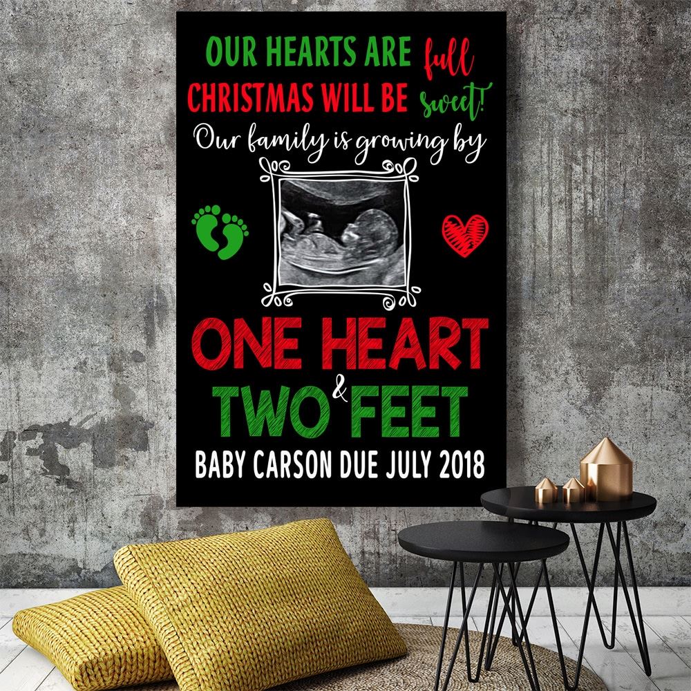 Personalized Pregnancy Announcement With Sonogram Canvasposter Christmas Gift For New Mom And Dad