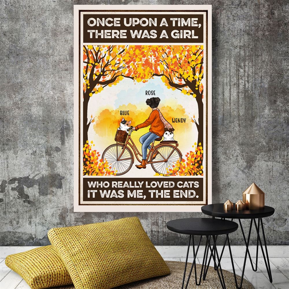 Personalized Really Loved Cats Canvasposter Biking Girl Custom Gift For Cat Lovers