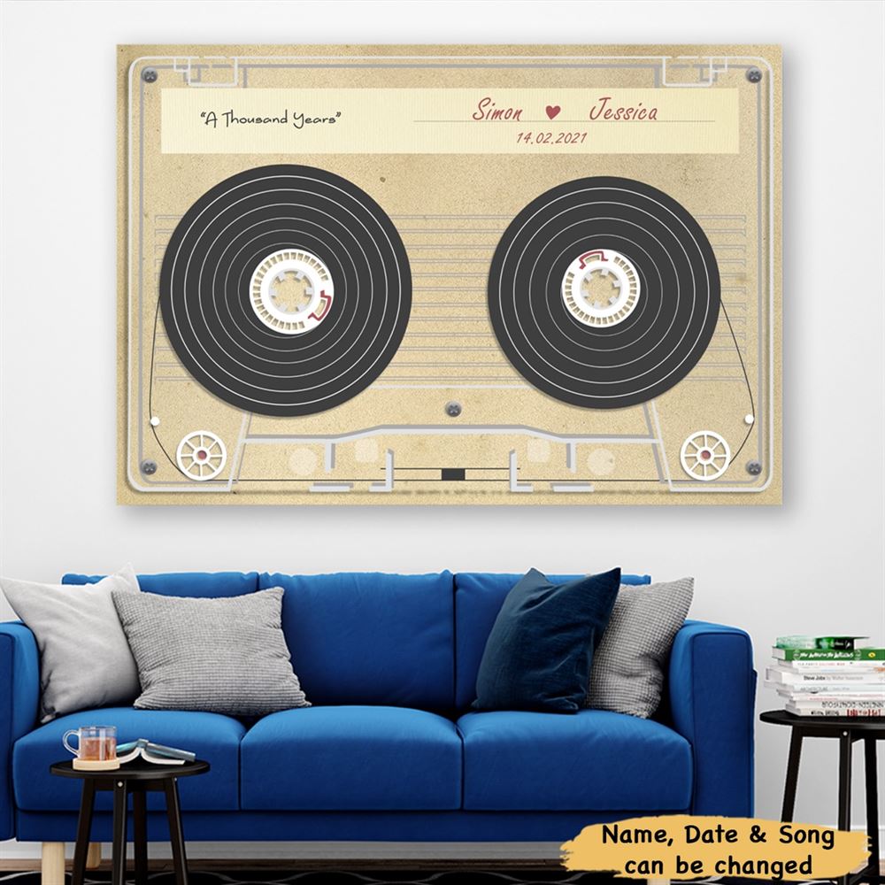 Personalized Song Text Cassette Tape Art Canvas Poster