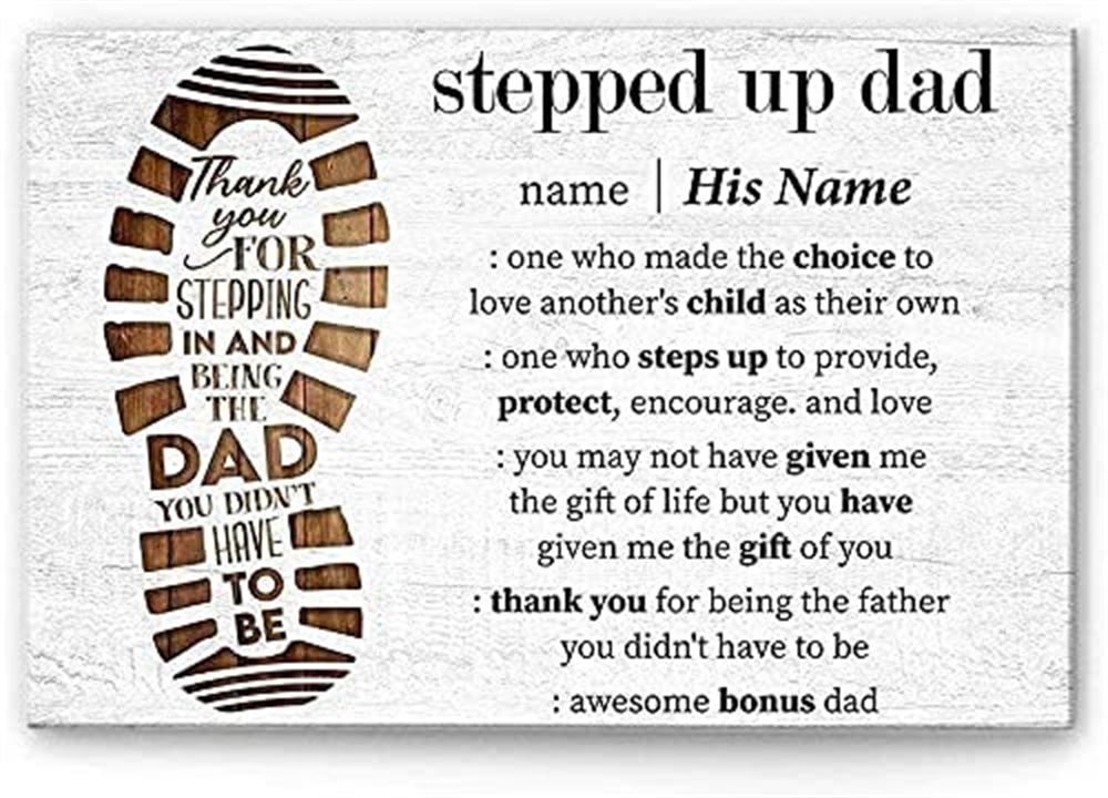 Personalized Stepped Up Dad Poster Motivational Stepped Up Dad Poster Thank You For Stepping In And