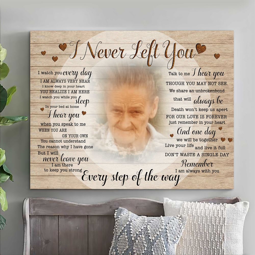 Personalized Sympathy Memorial I Never Left You Wall Art Canvas Custom Photo For Lover In Heaven