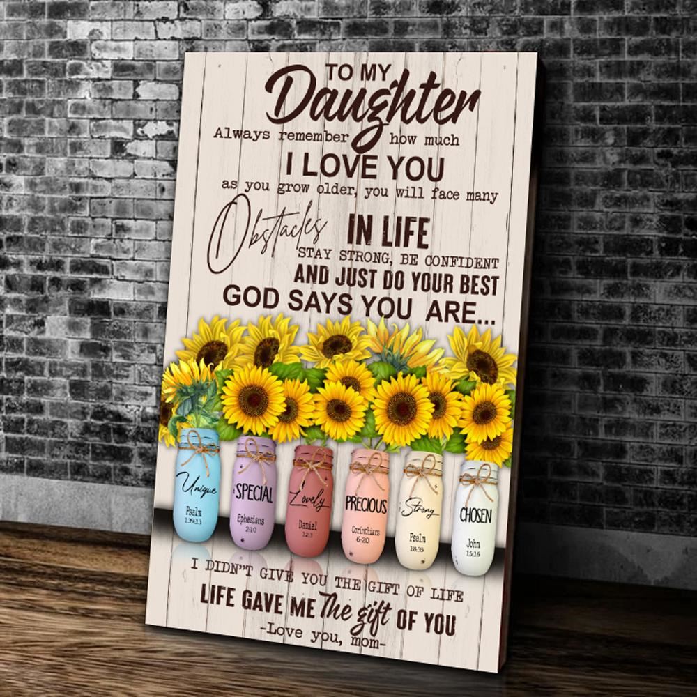 Personalized To My Daughter Sunflower Vases Canvas Special Birthday Gift For Daughter Inspiring Mess