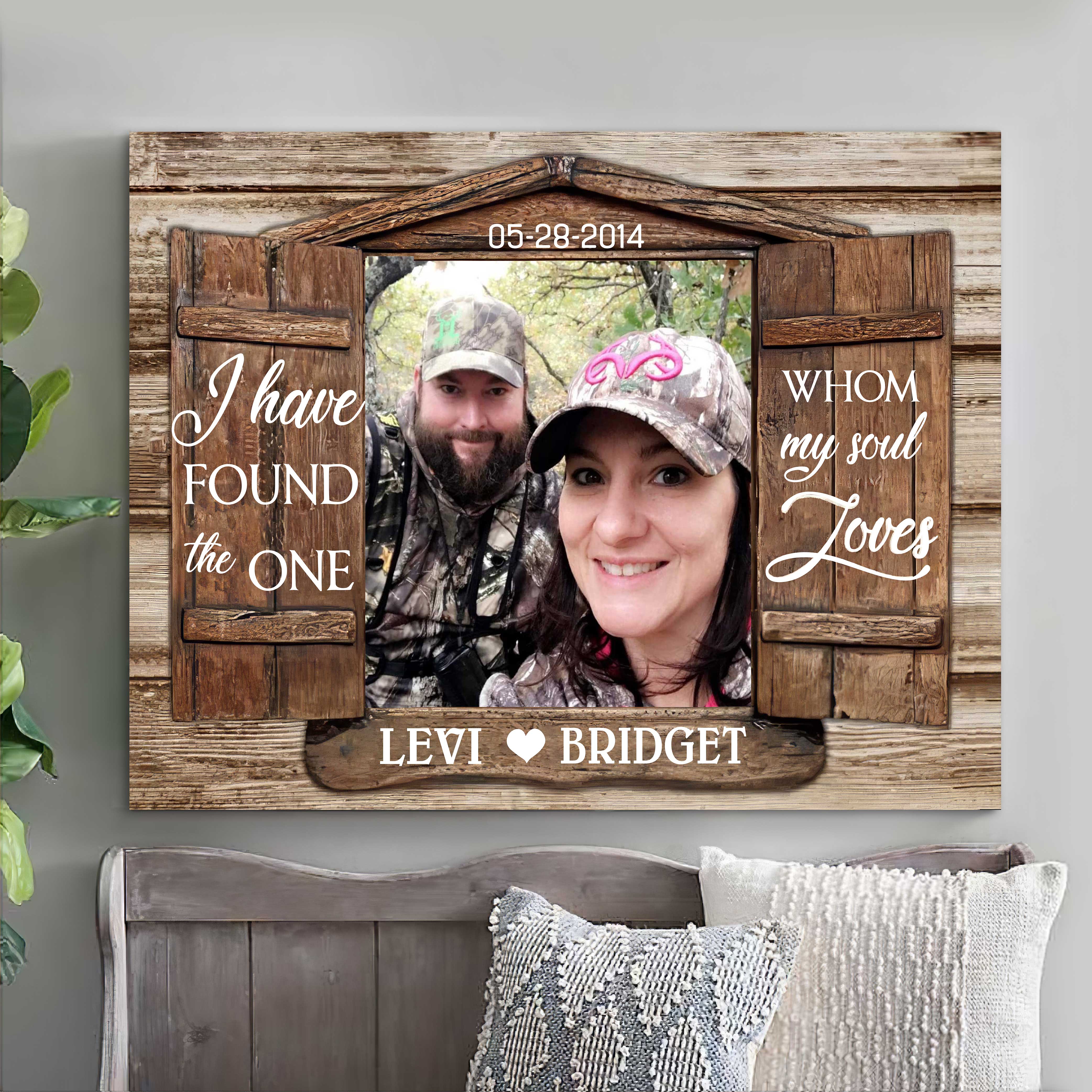 Personalized Wedding Anniversary Rustic Window Wall Art Canvas For Husband And Wife