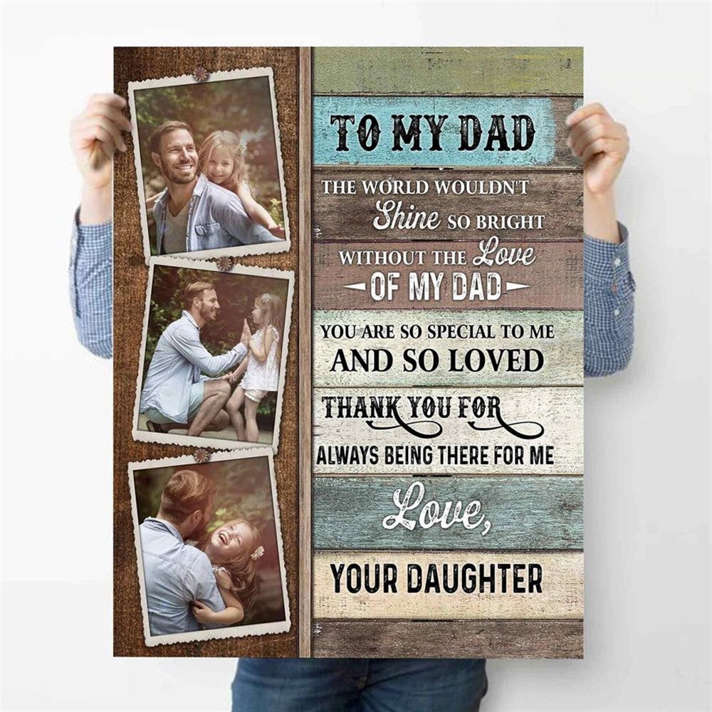 Photo Gift For Dad Family Photo Collage To My Dad Fathers Day Canvas Gift From Daughter