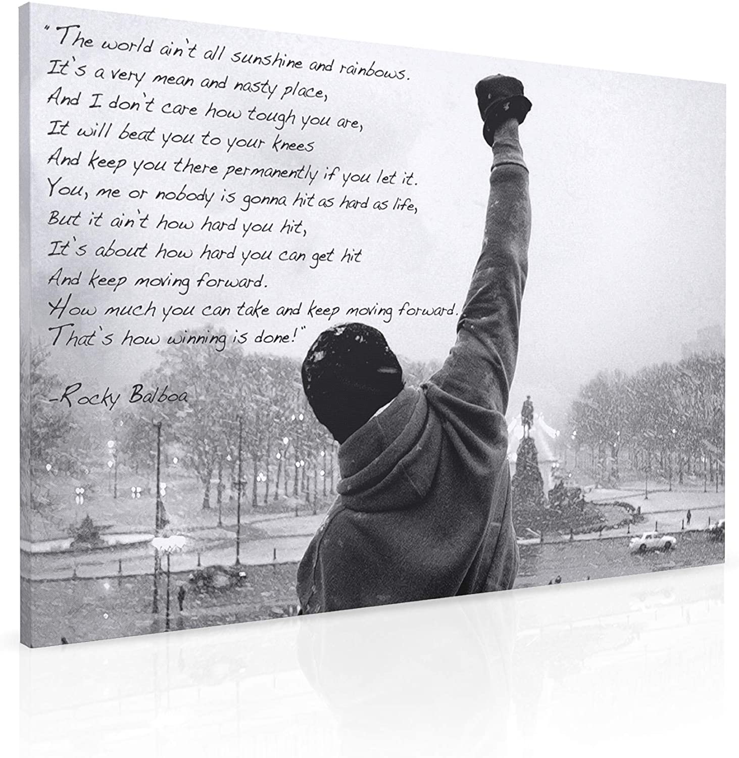 Rocky Balboa Canvas Print Motivational Quote Wall Art - Boxing Office Decor For Men Ready To Hang La