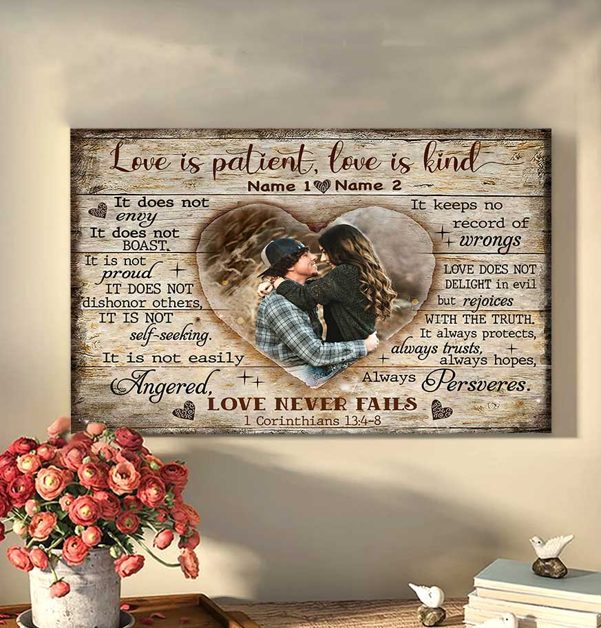 Romantic Personalized Canvas Love Is Patient Love Is Kind Best Gift For Valentine Or Anniversary