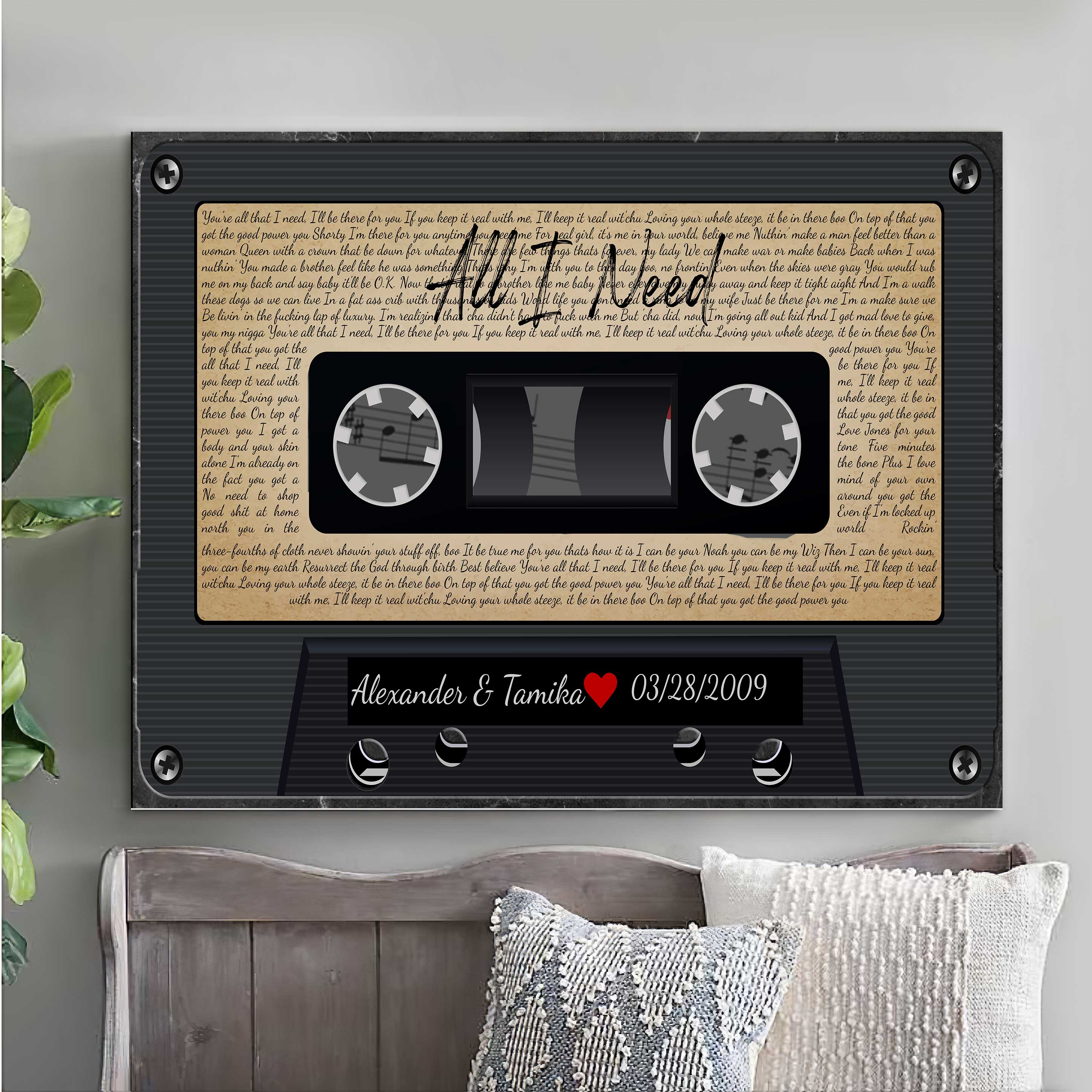 Song Name Cassette Tape Canvas Wall Art