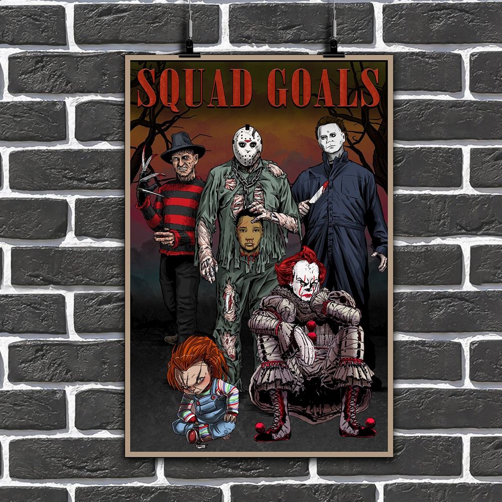 Squad Goals Horror Characters Halloween Poster Wall Art Decor