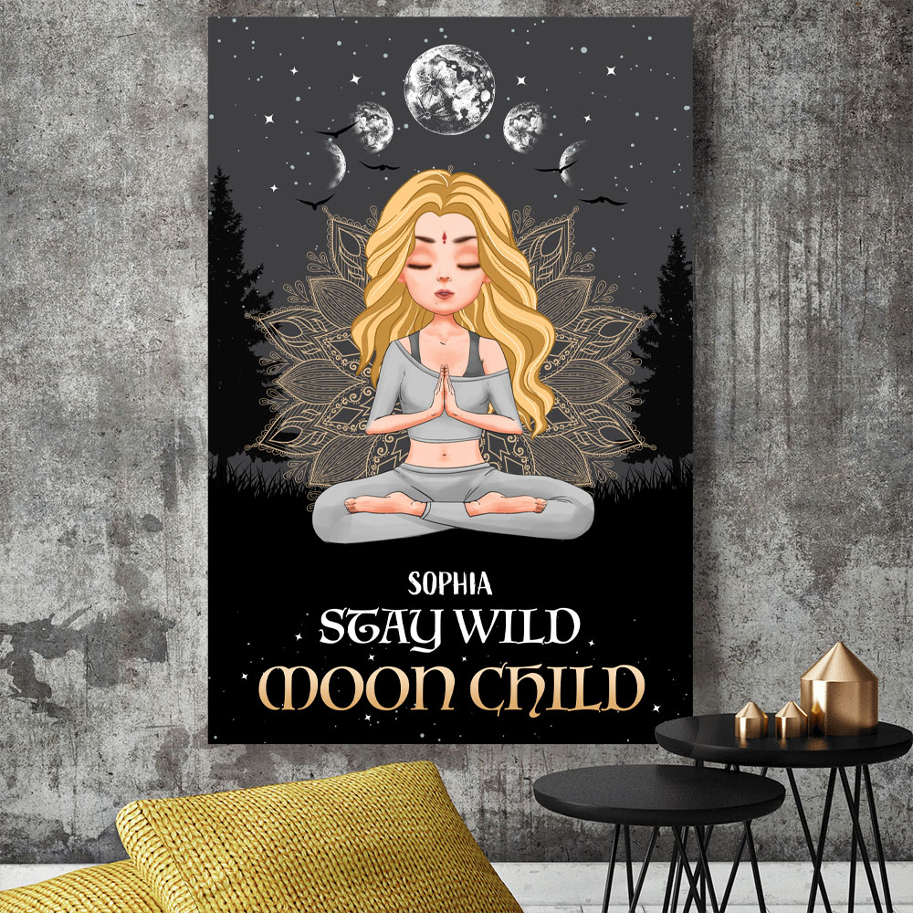 Stay Child Moon Child Personalized Yoga Canvasposter Gift For Yoga Lovers Yoga Girl