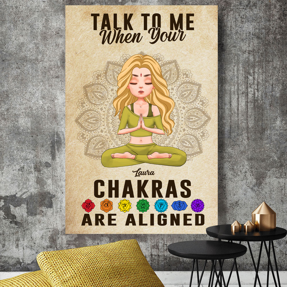 Talk To Me When Your Chakras Are Aligned Personalized Yoga Canvas Poster Print Gift For Yoga Lovers Yoga Girl