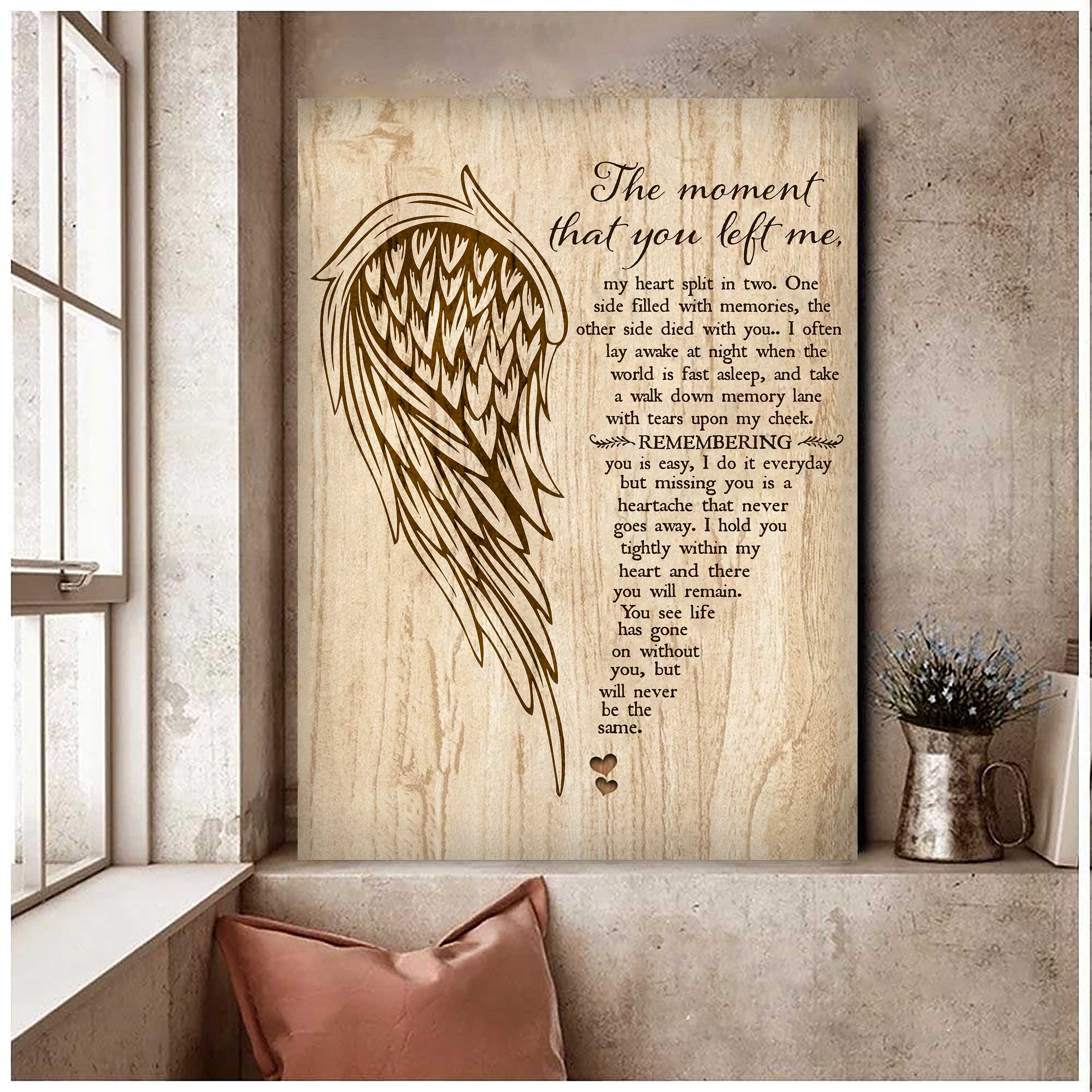 The Moment That Y Left Me Angel Wings Wall Art Canvas