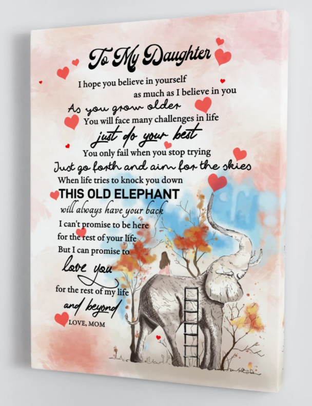 To My Daughter - From Mom - Elephant Framed Canvas Gift Md017