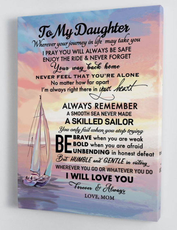 To My Daughter - From Mom - Framed Boat Canvas Gift Md066