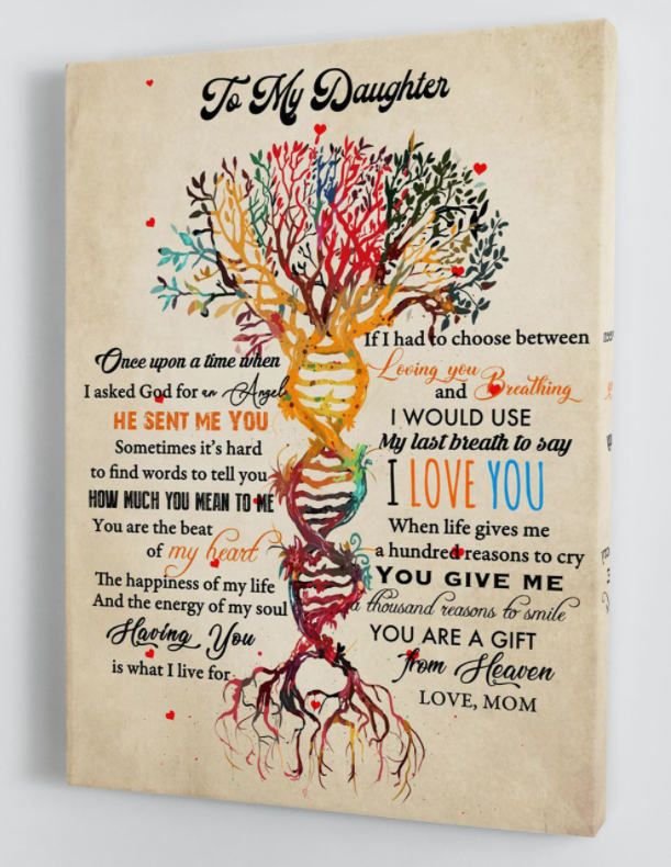 To My Daughter - From Mom - Framed Dna Tree Canvas Gift Md068