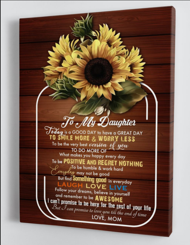 To My Daughter - From Mom - Framed Sunflower Canvas Gift Md071