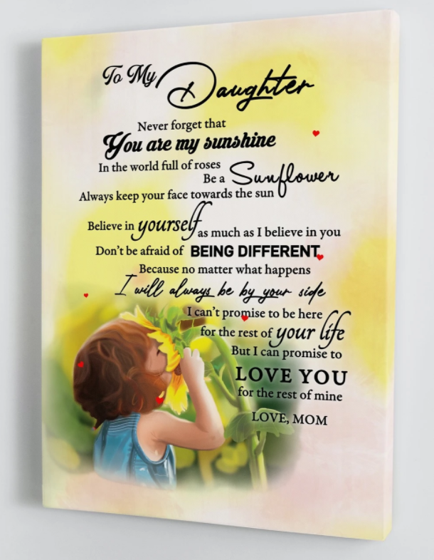 To My Daughter - From Mom - Sunflower Framed Canvas Gift Md018