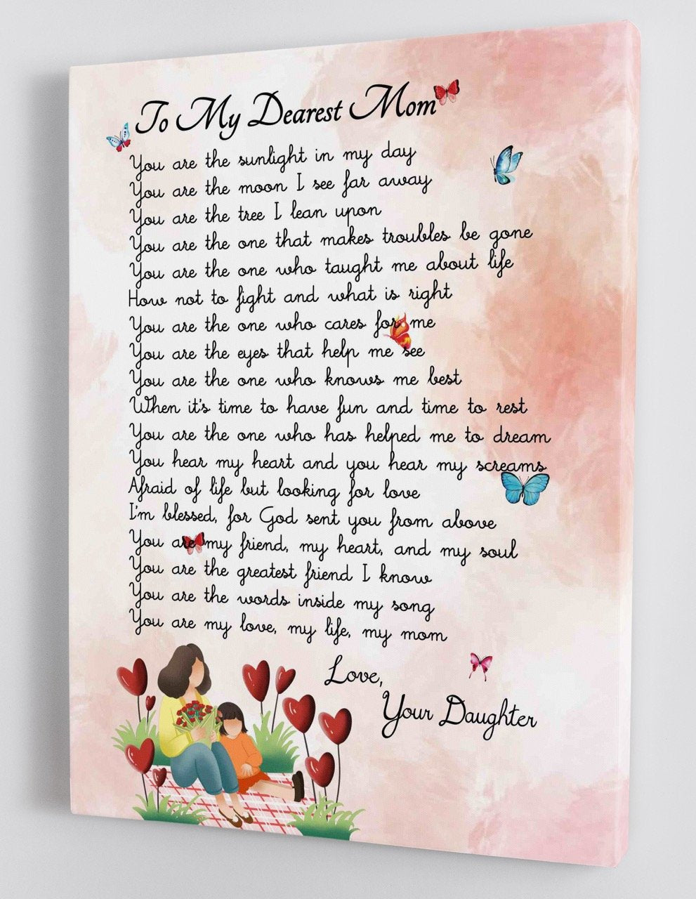 To My Dearest Mom - From Daughter - Mothers Day Framed Canvas Dm002