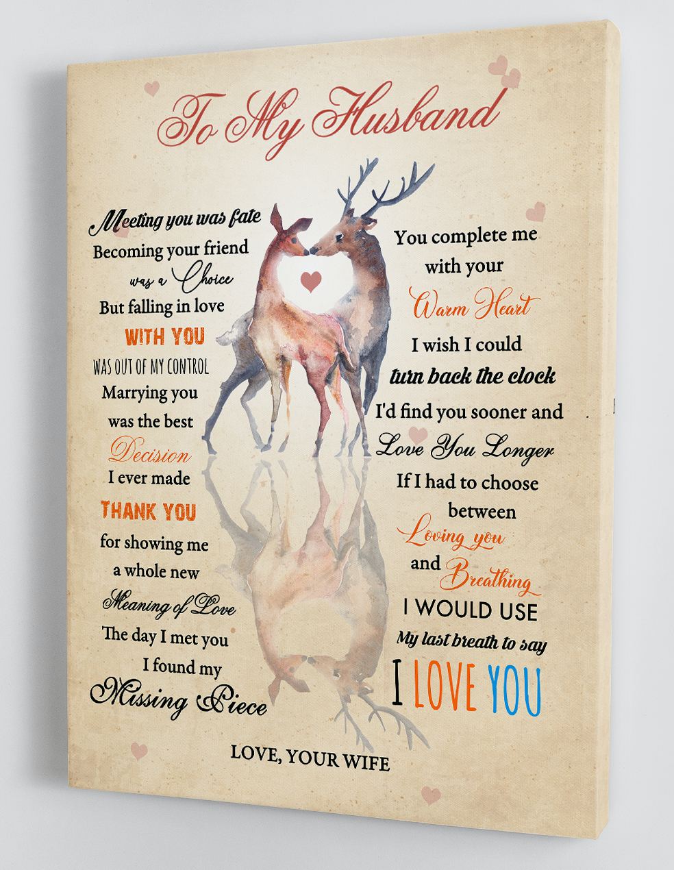 To My Husband - From Wife - Framed Canvas Gift Wh011