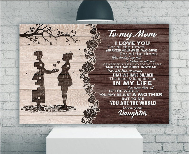 To My Mom Canvas I Love You Wall Art Mom Birthday Gift Mothers Day Gift From Daughter