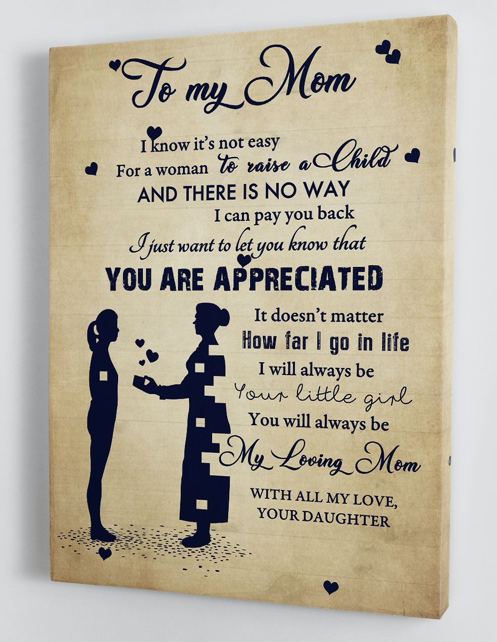 To My Mom - From Daughter - Framed Canvas Gift Dm005