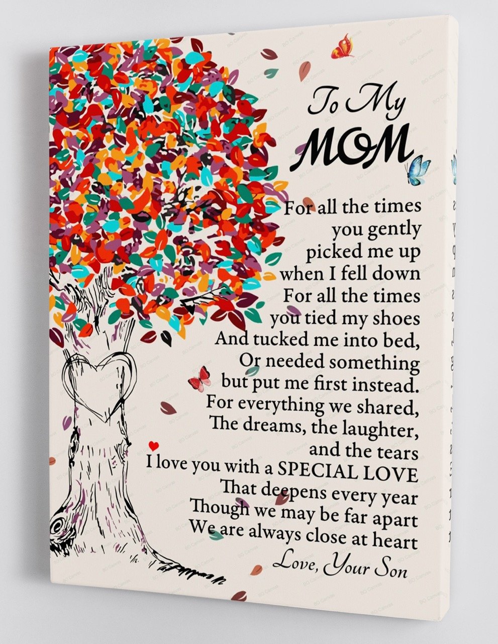 To My Mom - From Son - Long Distance Framed Canvas Gift Sm001