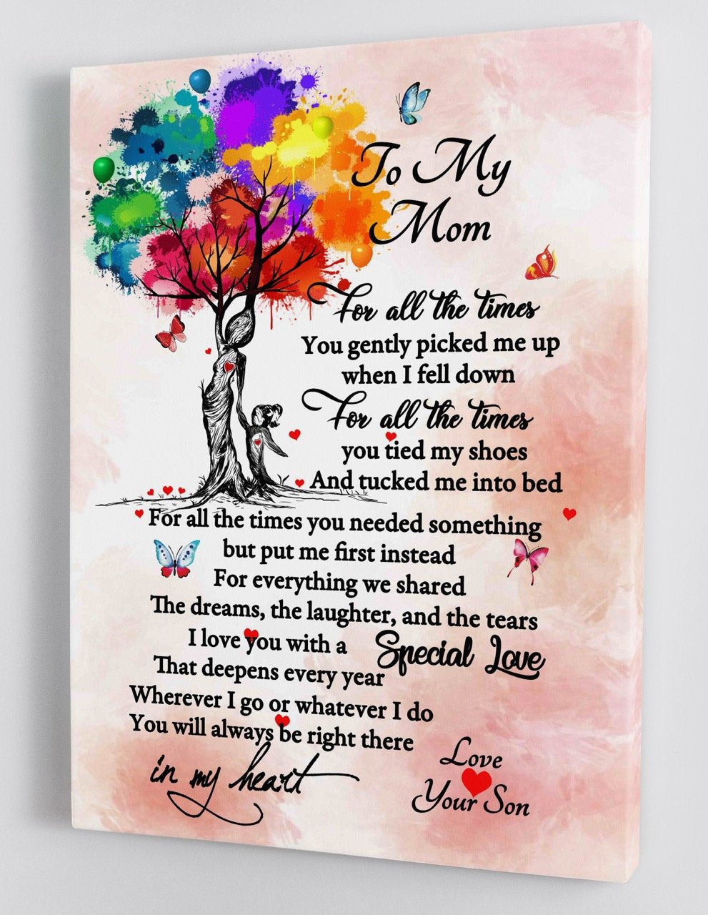 To My Mom - From Son - Mothers Day Framed Canvas Gift Sm002