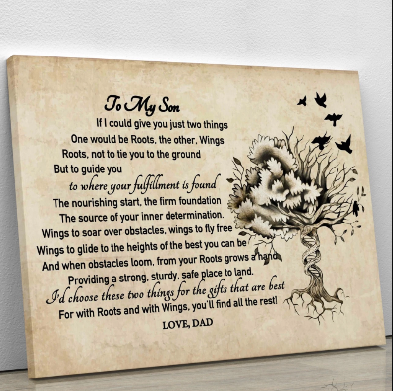 To My Son - From Dad - Roots Wings Framed Canvas Gift Ds002