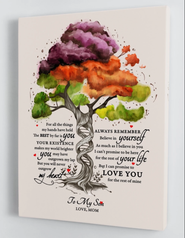 To My Son - From Mom - Colorful Dna Tree Framed Canvas Gift Ms009