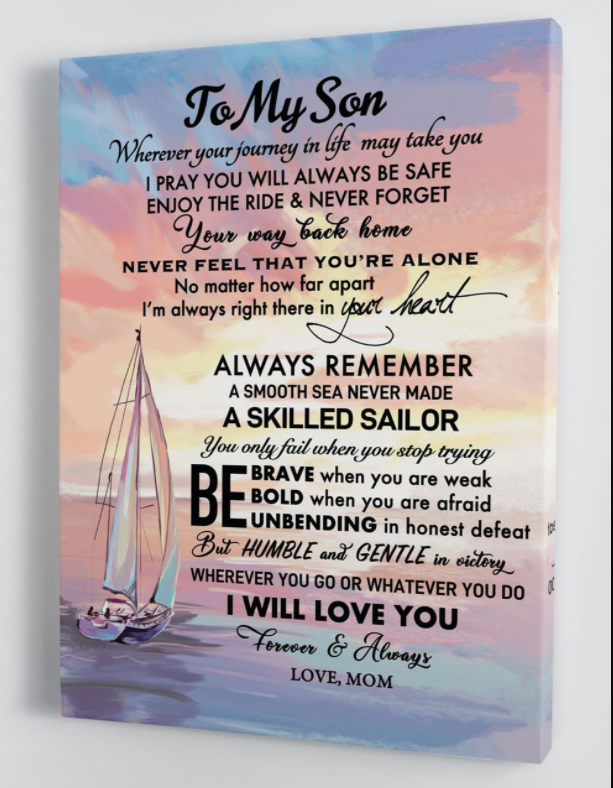 To My Son - From Mom - Framed Boat Canvas Gift Ms059