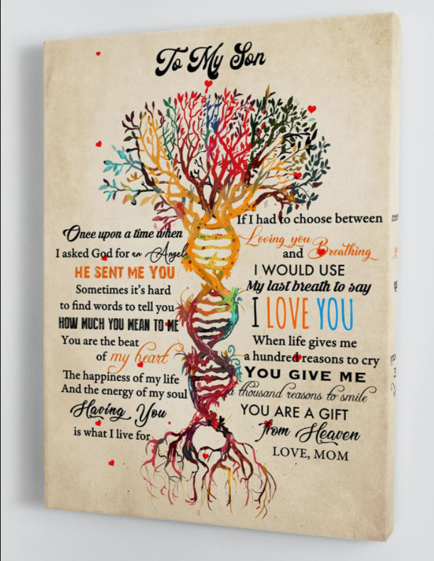 To My Son - From Mom - Framed Dna Tree Canvas Gift Ms061