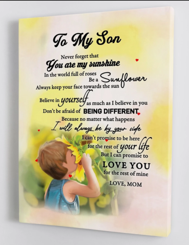 To My Son - From Mom - Sunflower Framed Canvas Gift Ms010