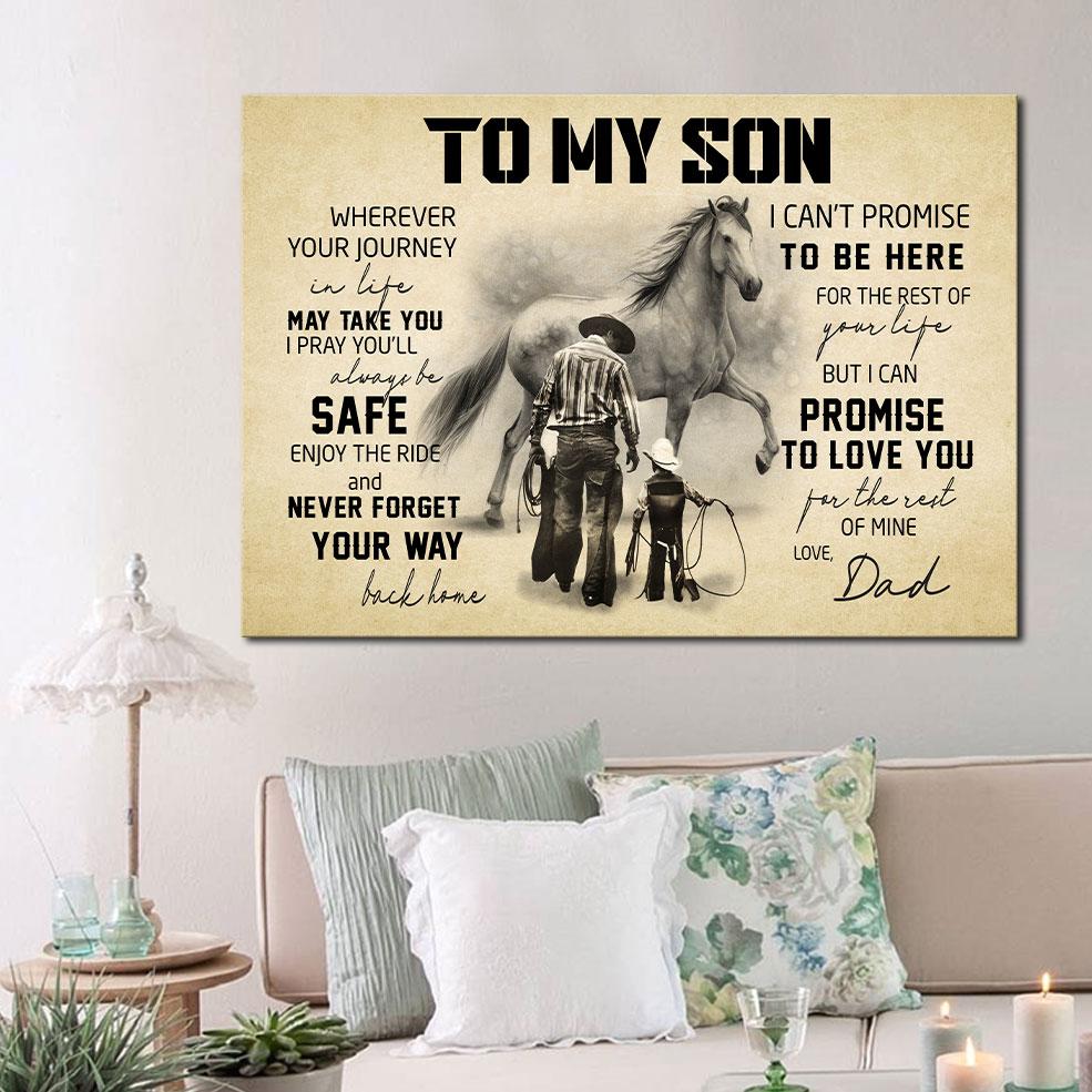 To My Son Horse Canvas Dad And Son Riding Horse To My Son Wherever Your Journey In Life May Take You