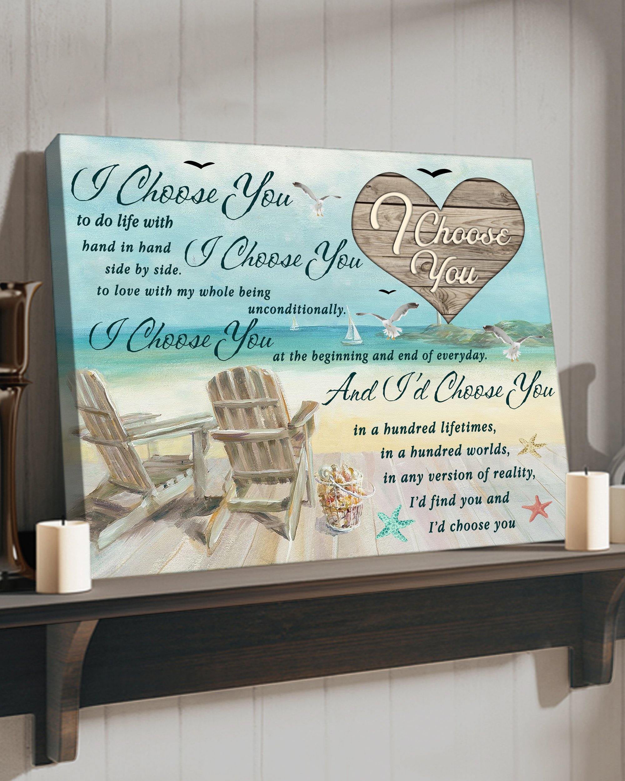 Top 10 Anniversary Gift Wall Art Canvas - Ocean I Choose You