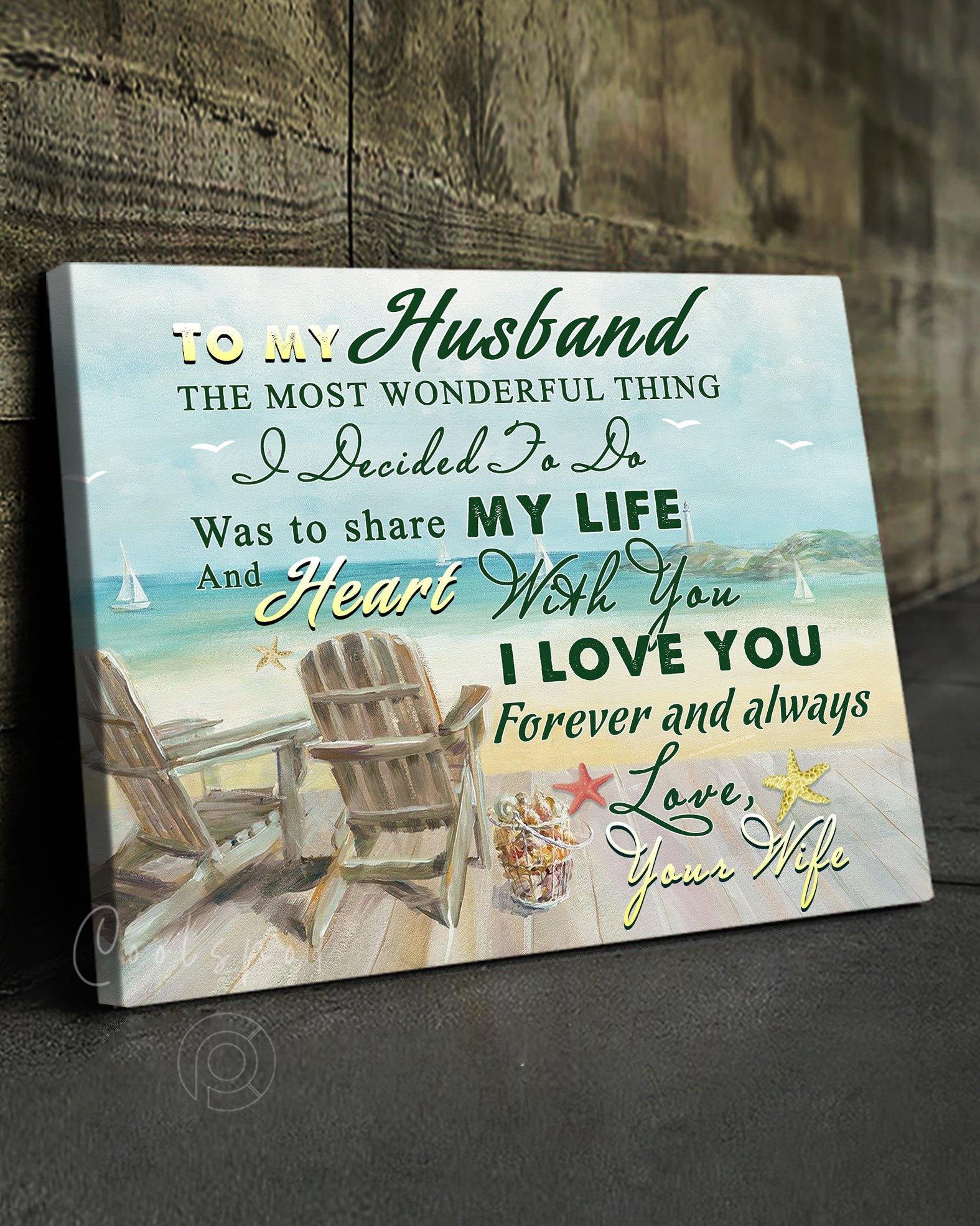 Top 10 Anniversary Gifts - To My Husband The Most Wonderful Thing Wall Art Canvas