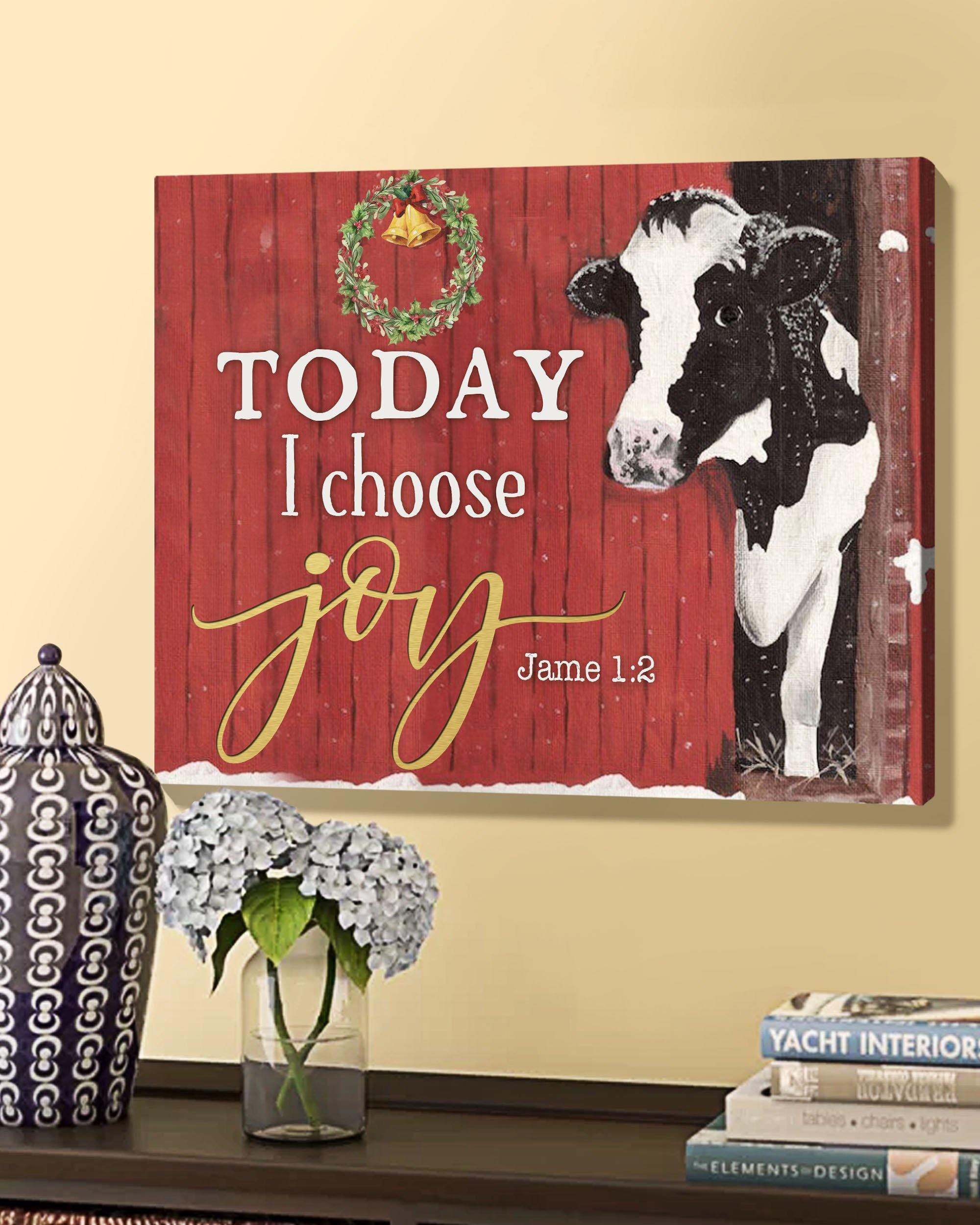 Top 10 Christmas Gift Wall Art Canvas - Cow Today I Choose Joy