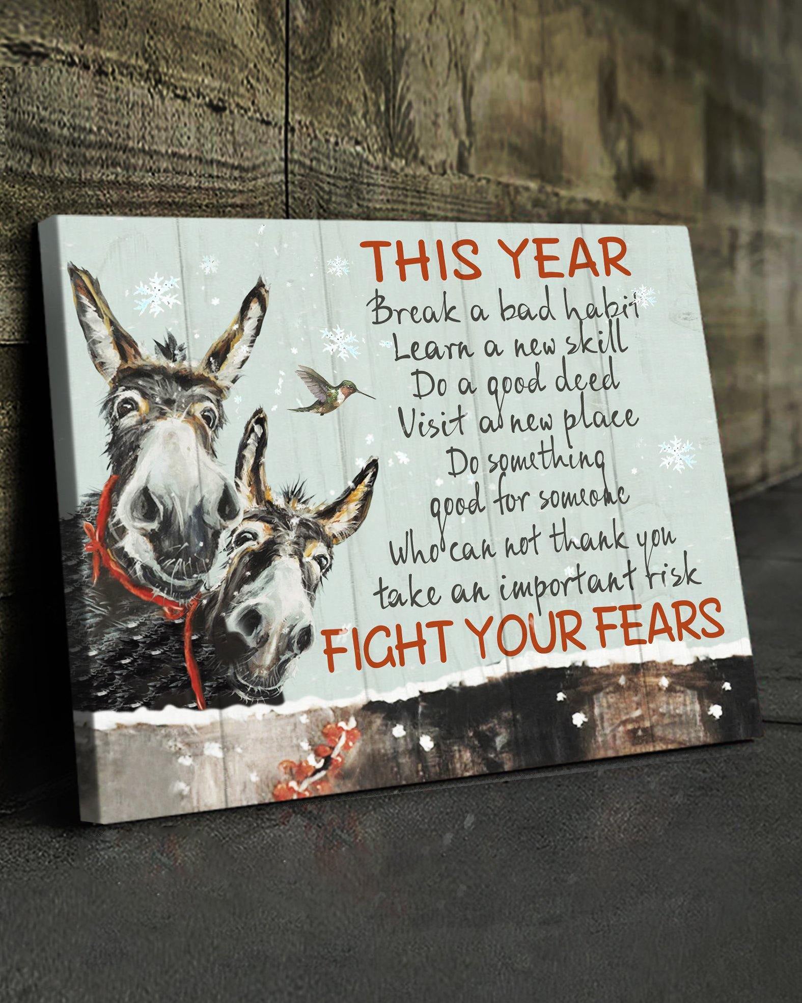 Top 10 Farm Wall Art Canvas - Donkey This Year Break A Bad Habit