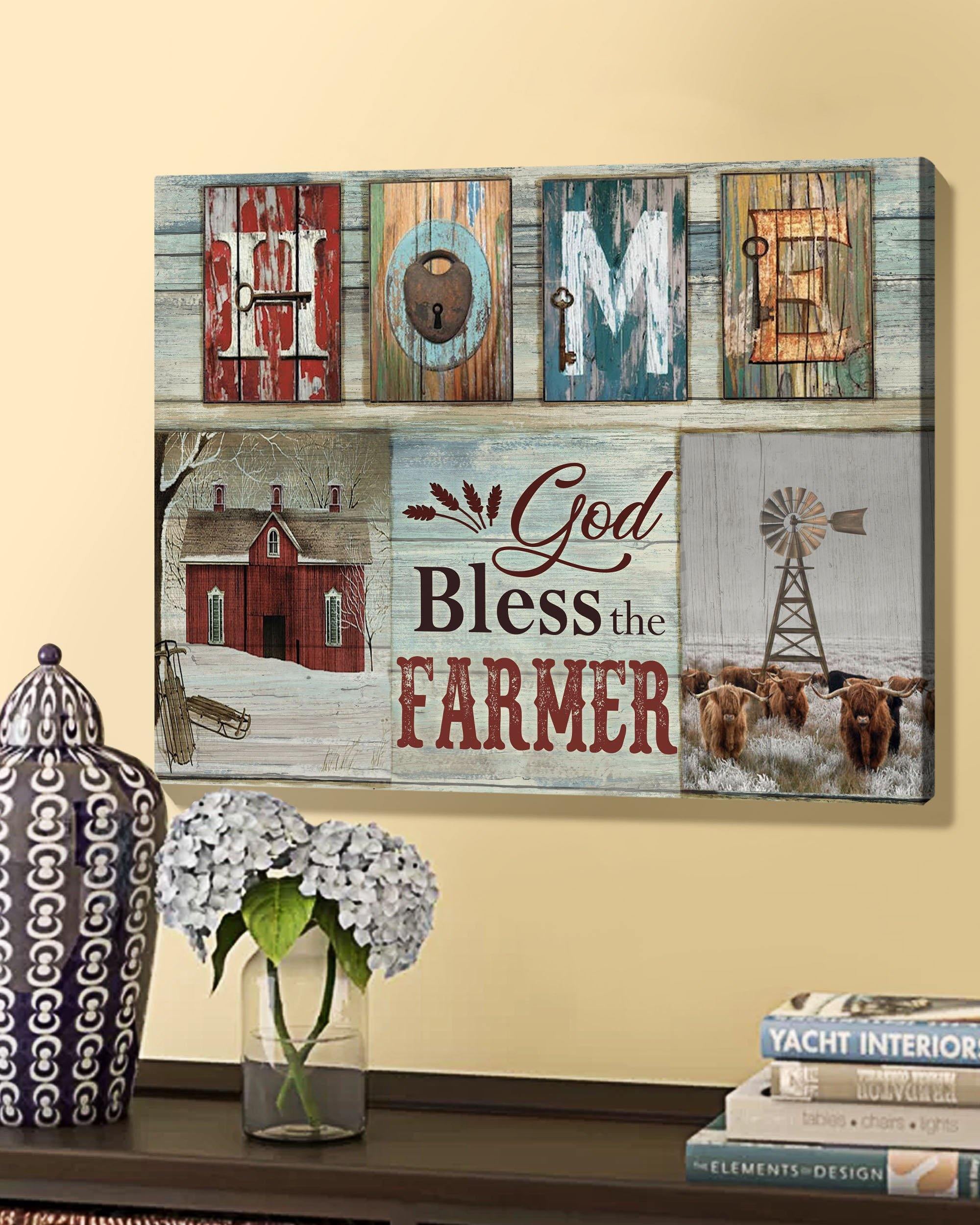 Top 10 Farmhouse Wall Art Canvas - God Bless The Farmer