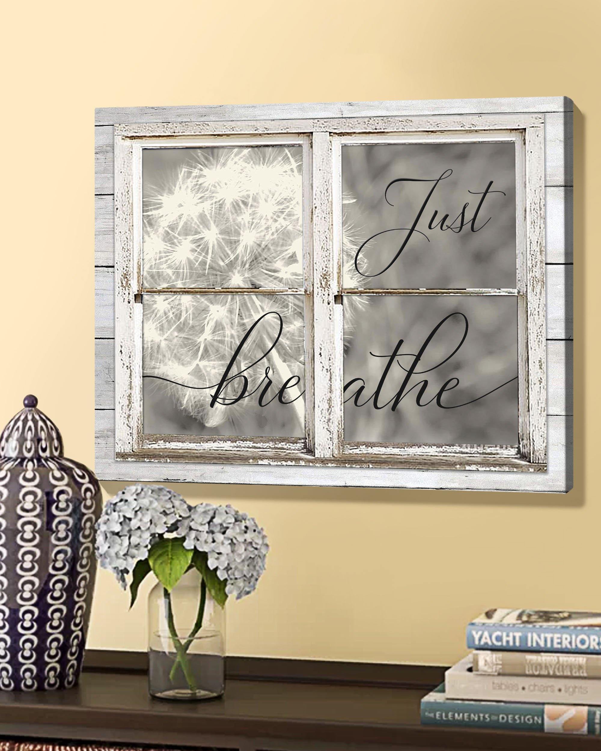 Top 10 Hippie Style Fake Window Wall Art Canvas - Dandelion Just Breathe