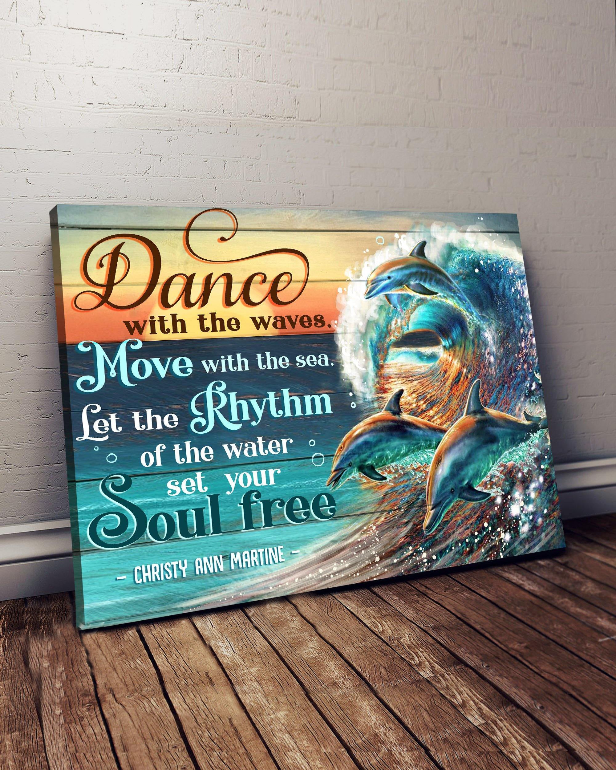 Top 3 Beach House Decor - Set Your Soul Free Wall Art Canvas Dolphin